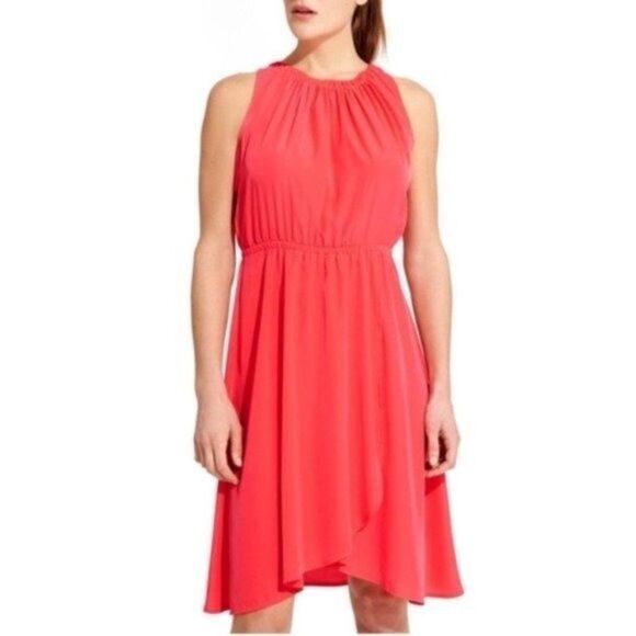 Athleta Coral Pink Martinique Wrap Midi Halter Dress NWT - Picture 1 of 11